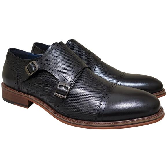 Vintage Foundry Men Morgan Monk Strap Dress Loafers Size US 9.5M Black Leather